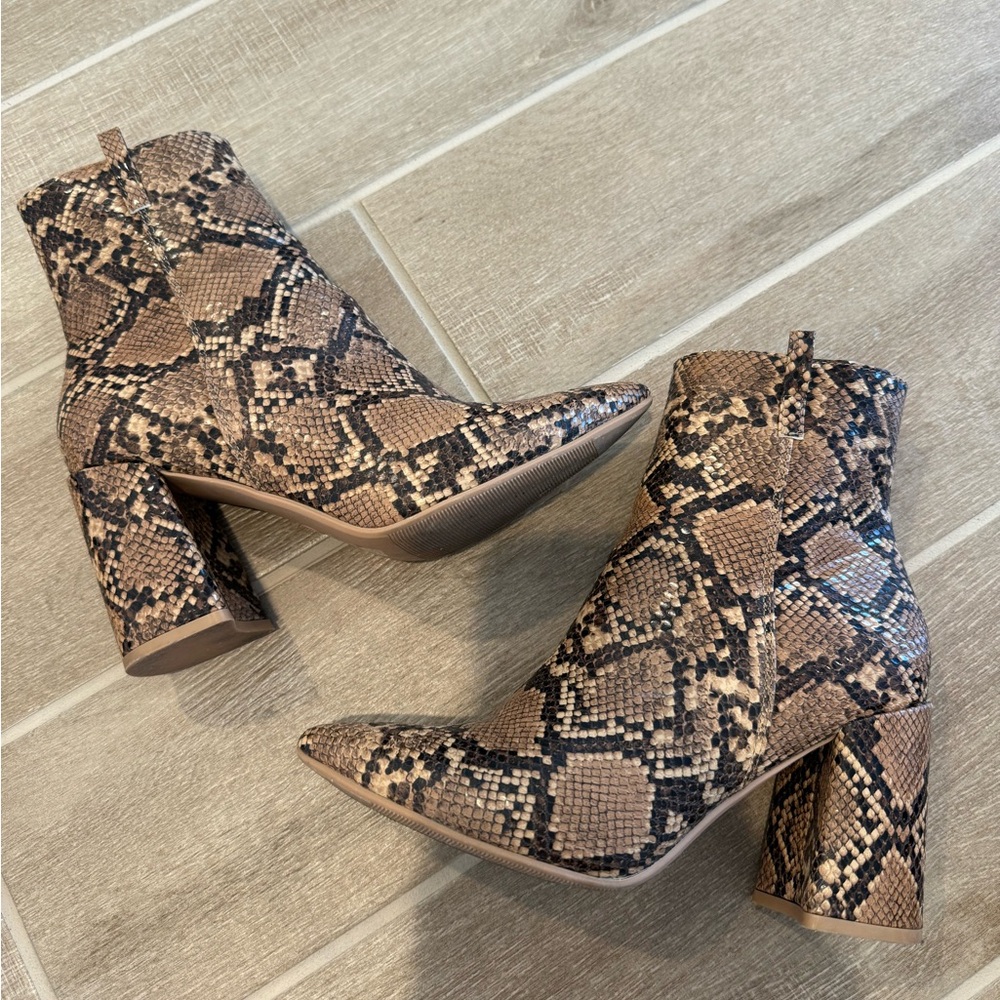 Boohoo Brown Snakeskin Ankle Boots